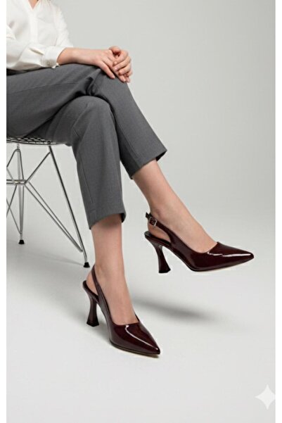 mustey toc șampanie cu spatele deschis pantofi clasici cu toc din piele lacui...