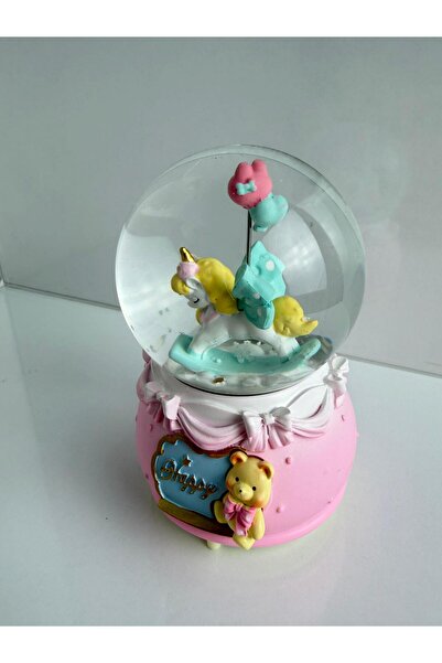 Bumelo Beyaz Unicorn Orta Boy Müzikli ve Işıklı Kar Küresi