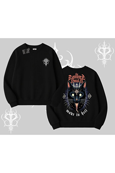 Tarzsokak سترة رياضية بتصميم قطة قوطية مصنوعة في الجحيم مطبوع