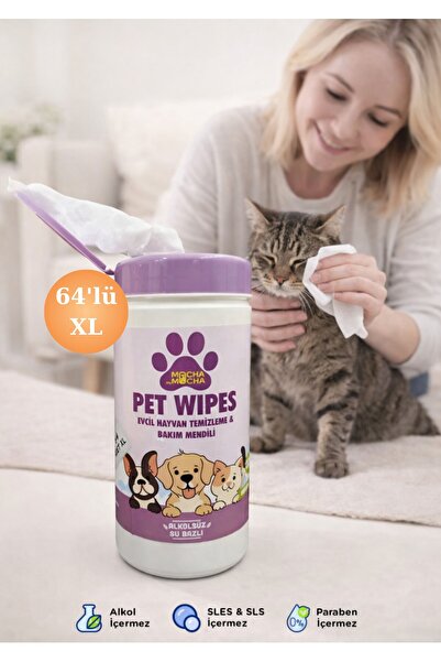 eco sepet Evcil Hayvan Temizleme & Bakım Mendili Alkolsüz Su Bazlı 64’lü XL