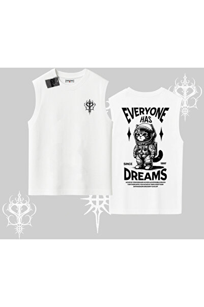 Tarzsokak Tricou fără mâneci cu imprimeu pe spate cu pisică astronaut, cu tex...