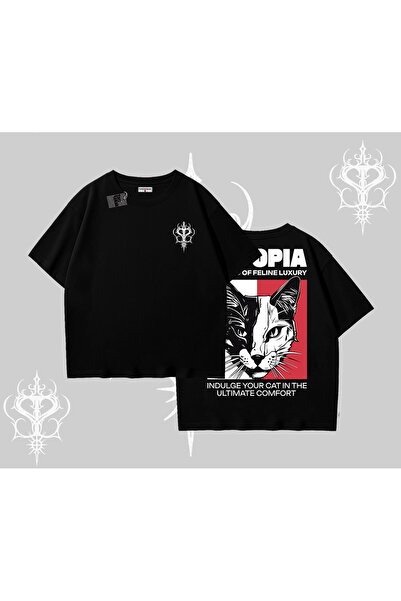 Tarzsokak تيشيرت عصري بتصميم قطة مطبوع قصة فضفاضة