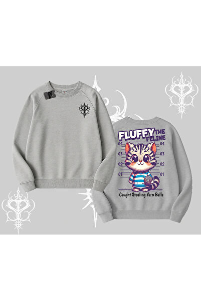 Tarzsokak Пухкав котарак с принт на котка на гърба, суитшърт за велосипед