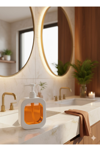 BeeQuin موزع صابون سائل، حامل منظفات مع مضخة، 500 مل، مربع، لسطح الطاولة، للح...