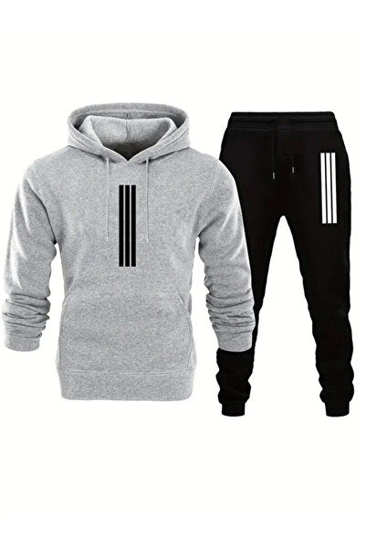 AEMİ Unisex Printed Hooded Sweatshirt and Jogger Sweatpants - Bottom Top Set