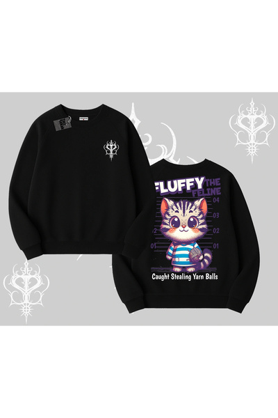 Tarzsokak Hanorac Fluffy The Feline cu imprimeu drăguț cu pisică pe spate