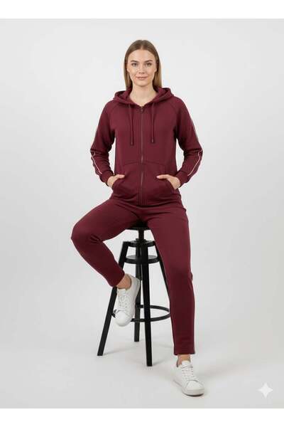 ModaPlaza Women's 3 Thread B Piped Tracksuit Set