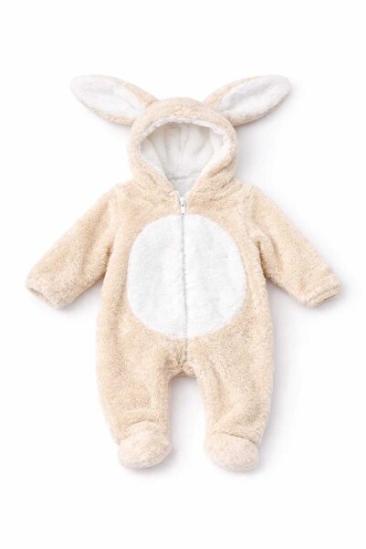 Pamuk Kozası Welsoft Peluş Bebek Tulum - Kapüşonlu Fermuarlı