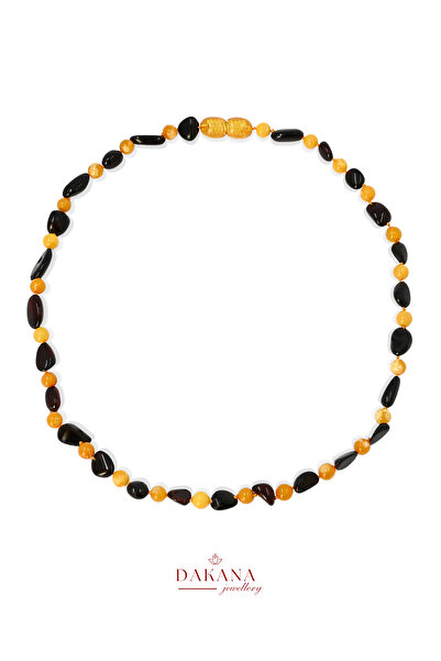 DAKANA JEWELLERY Certified Black and Yellow Color Children's Amber Necklace