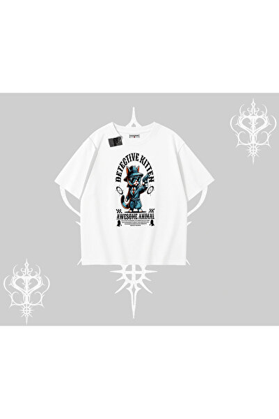 Tarzsokak Tricou supradimensionat cu imprimeu Pisicuța Detectiv