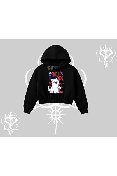 Tarzsokak Άρωμα φρέσκου φαγητού Φούτερ με κουκούλα και στάμπα γάτας