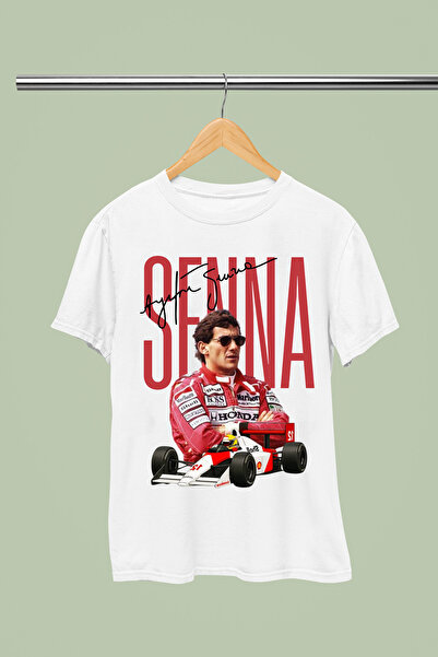 MAGORS AYRTON SENNA IMPRIMAT BUMBAC Mâneci scurte CROP REGULAR F1 tricou