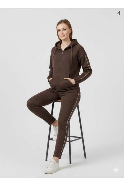 ModaPlaza Women's 3 Thread B Piped Tracksuit Set