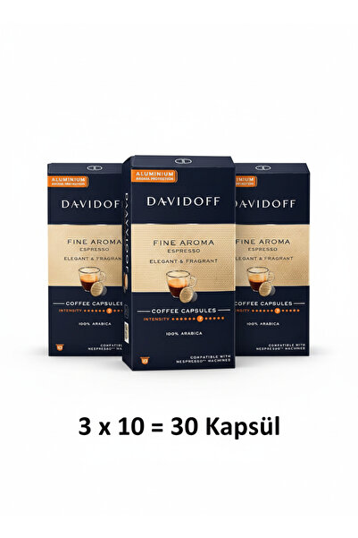 Davidoff Fine Aroma Nespresso Uyumlu Kahve Kapsülü 3'lü Paket (30 Kapsül)