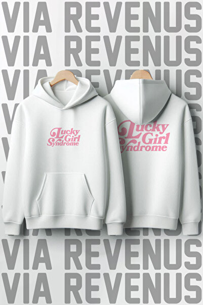 Vordevia Φούτερ Lucky Girl Syndrome Back με τύπωμα Unisex oversized με κουκού...
