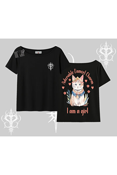 Tarzsokak Tricou cu decolteu bărcuță, cu imprimeu pe spate, cu design drăguț ...