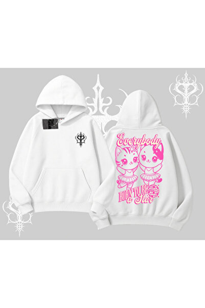 Tarzsokak Hanorac cu glugă cu imprimeu pe spate cu pisică drăguță și textul „...