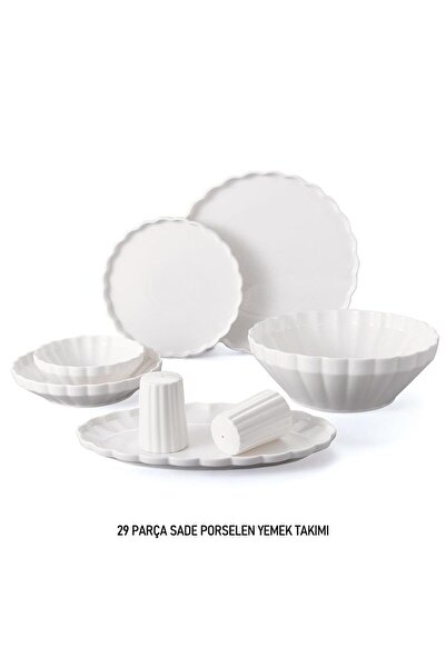 ÇIRPAN EV İSTİRİDYE SADE 6 KİŞİLİK 29 PARÇA YEMEK TAKIMI