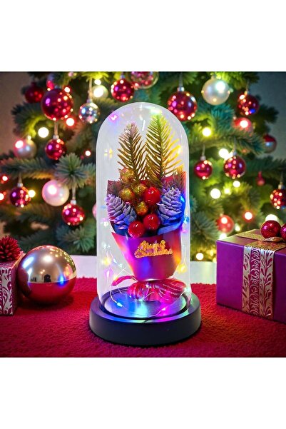 Kuzey Tacı زينة عيد الميلاد على شكل جرة زجاجية مع ضوء LED - مصباح ليلي مزخرف لسطح الطاولة، مفهوم عيد الميلاد VIP