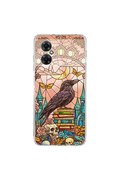 PrintiFy Redmi Note 11R ile Uyumlu Vitray Bilge Kuzgun Tasarımlı Şeffaf Silik...