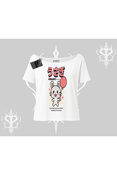 Tarzsokak Tricou cu decolteu barcă Usagi Kawaii Cute Heart Energy