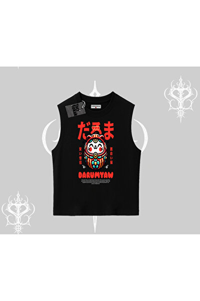 Tarzsokak تيشيرت بدون أكمام داروما كات أنيمي مطبوع