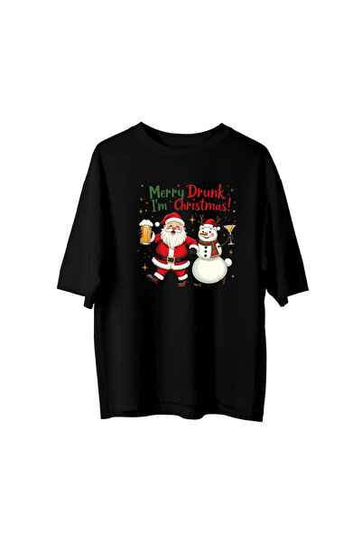 CANDLEMASTORE Merry Drunk I'M Christmas - Oversized T-Shirt