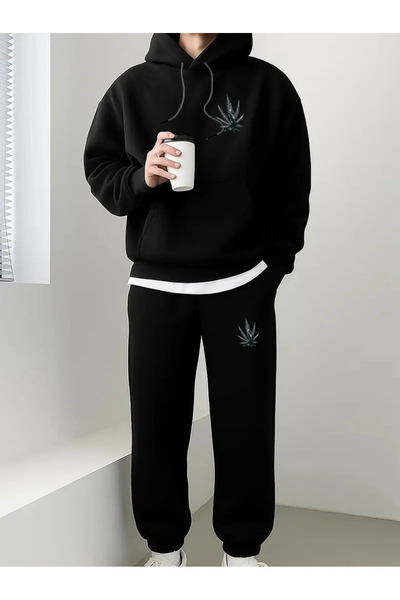 AEMİ Pantaloni de sport unisex Minimal cu imprimeu cu glugă Swea tricou și Jo...