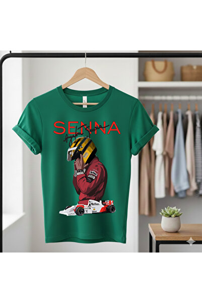 MAGORS تي شيرت AYRTON SENNA مطبوع من القطن بأكمام قصيرة وقصة عادية لسباقات ال...