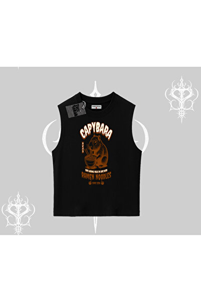 Tarzsokak تي شيرت بدون أكمام بتصميم لطيف لحيوان الكابيبارا يستمتع بعمل فني لط...