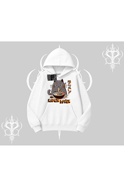 Tarzsokak Hanorac cu glugă Ramen Lover Cat Anime imprimat