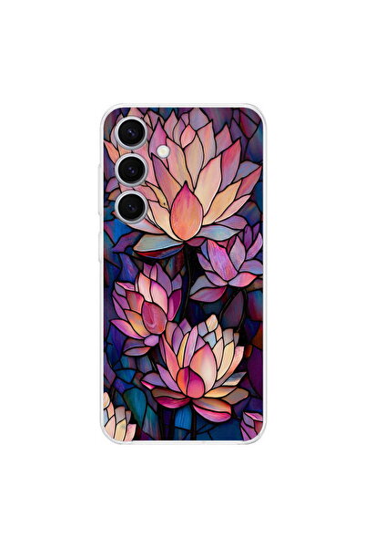 PrintiFy Samsung Galaxy S25 ile Uyumlu Vitray Sessiz Lotus Tasarımlı Şeffaf S...