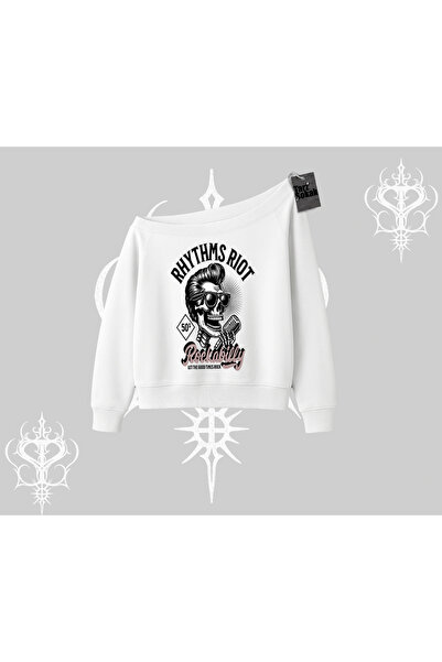 Tarzsokak Hanorac cu guler rotund Rhythms Riot Vintage Rockabilly Skull Estet...