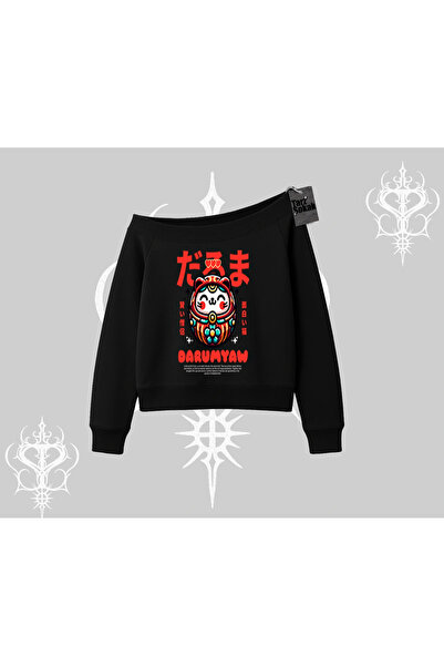 Tarzsokak Dukserica sa lađastim izrezom Daruma mačka Anime Štampano