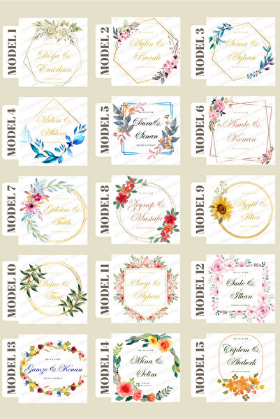 Hazır Etiketler Kişiye Özel Nikah-Nişan-Düğün-Söz-Kına Etiketi 70 Adet