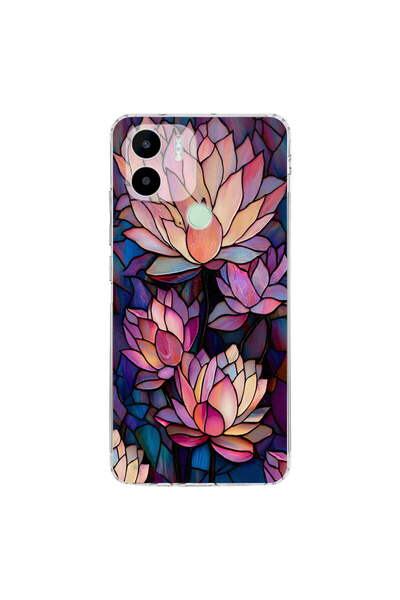 PrintiFy Redmi A1 Plus ile Uyumlu Vitray Sessiz Lotus Tasarımlı Şeffaf Siliko...