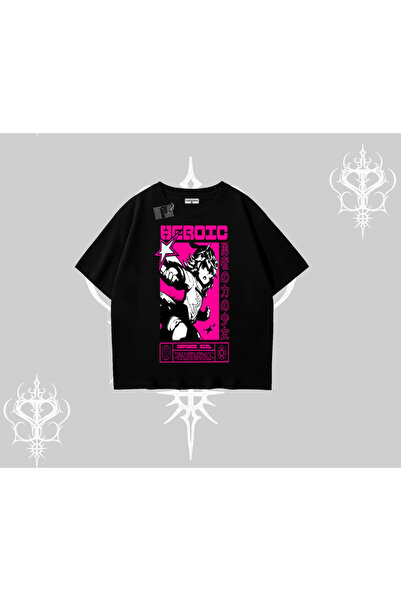 Tarzsokak Υπερμεγέθες μπλουζάκι με ηρωικό κορίτσι άνιμε, με γραφικό τύπωμα ια...