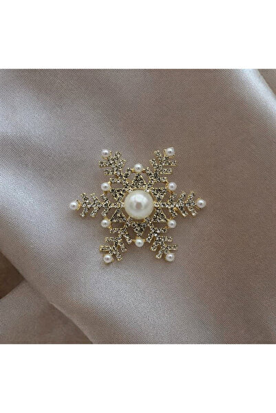 AGAPI İnci Detaylı Kar Tanesi Broş | Zarif ve Şık Kadın Aksesuarı