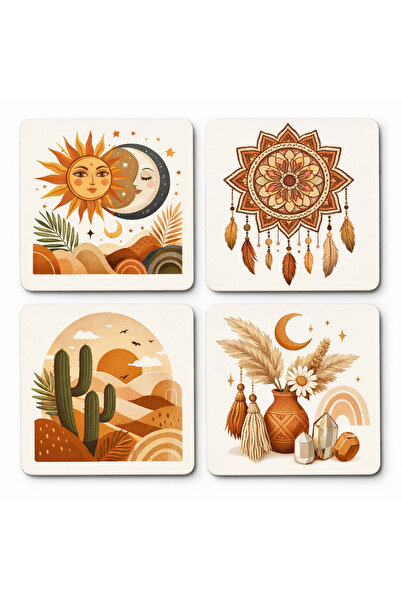 kids town Bohemian Modern Wooden Coaster