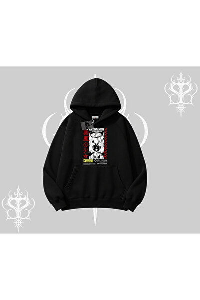 Tarzsokak سويت شيرت بقلنسوة أنيمي ديفلز جيرل على الطراز الياباني مطبوع