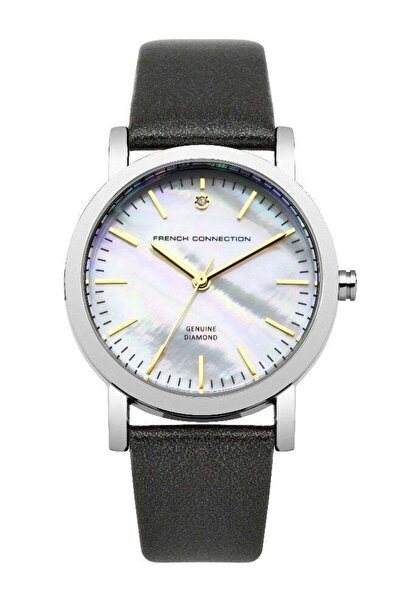 French Connection Men's Analog Watch with White Mother of Pearl Dial and Blac...