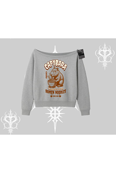 Tarzsokak سويت شيرت برقبة على شكل قارب، تصميم لطيف لحيوان الكابيبارا يستمتع ب...