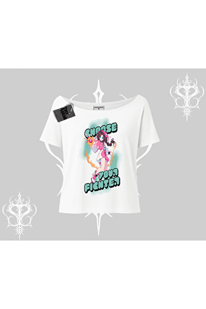 Tarzsokak Μπλουζάκι με λαιμόκοψη καγιάκ, υπερμεγέθη, με σχέδιο κοριτσιού anim...