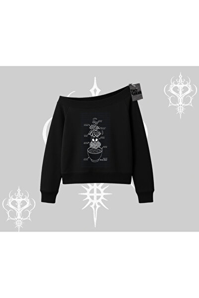 Tarzsokak Boat Neck Sweatshirt Noodle Theory Hand Drawn Concept