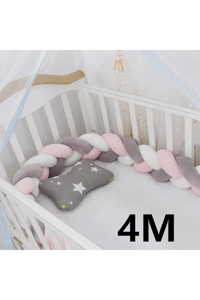 Choice وسادة حماية سرير الأطفال 4M ذات عقدة مضفرة للأطفال الرضع، 3 قطع، مصدات...