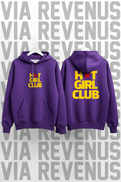 Vordevia Hot Girl Club cu imprimeu Unisex supradimensionat cu glugă Swea tric...