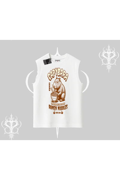 Tarzsokak تي شيرت بدون أكمام بتصميم لطيف لحيوان الكابيبارا يستمتع بعمل فني لط...