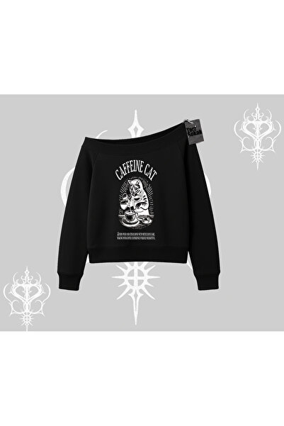 Tarzsokak Dukserica sa lađastim izrezom Kofein Mačka Kafa Tema mačka Štampano