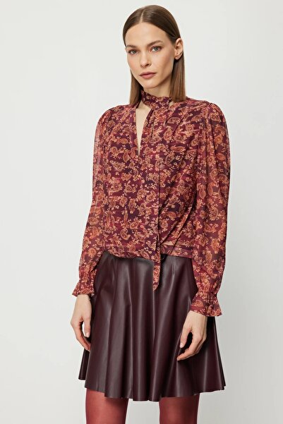 ON Блузка з коміром-шарфом і леопардовим принтом