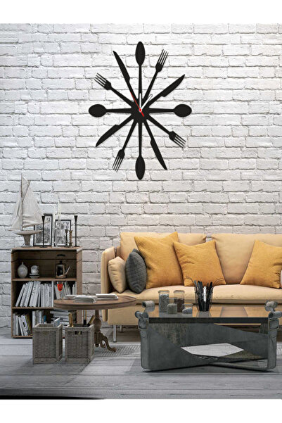 VitaFence Çatal Kaşık Bıçak Temalı Metal Duvar Saati ( Dekoratif Duvar Saati )